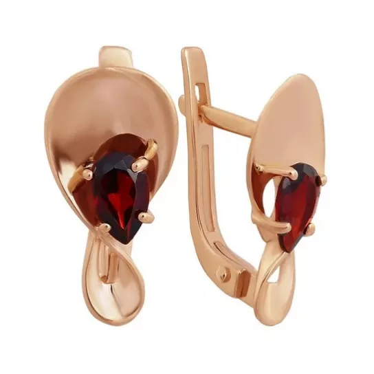 Серьги с фианитом из золота