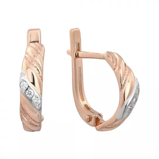 Серьги с фианитом из золота