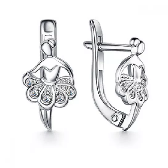 Серьги детские с фианитом из серебра