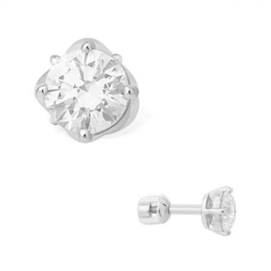 Пусеты с фианитом из серебра