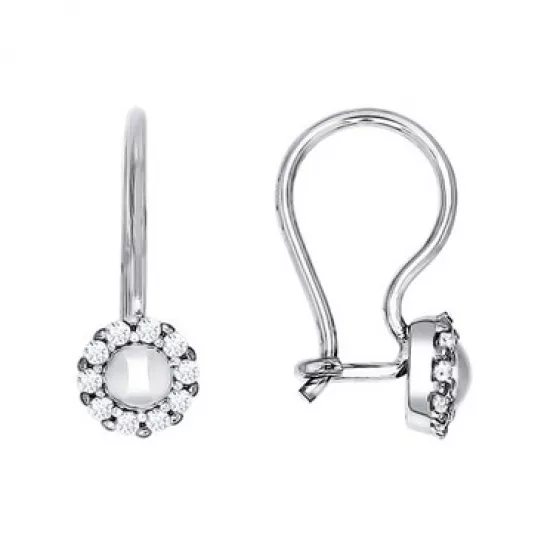 Серьги с фианитом из серебра
