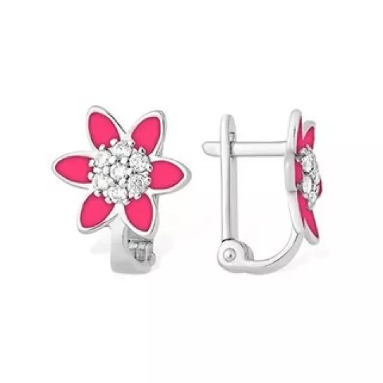 Серьги с фианитом из серебра