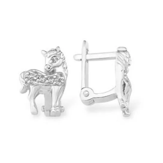 Серьги с фианитом из серебра