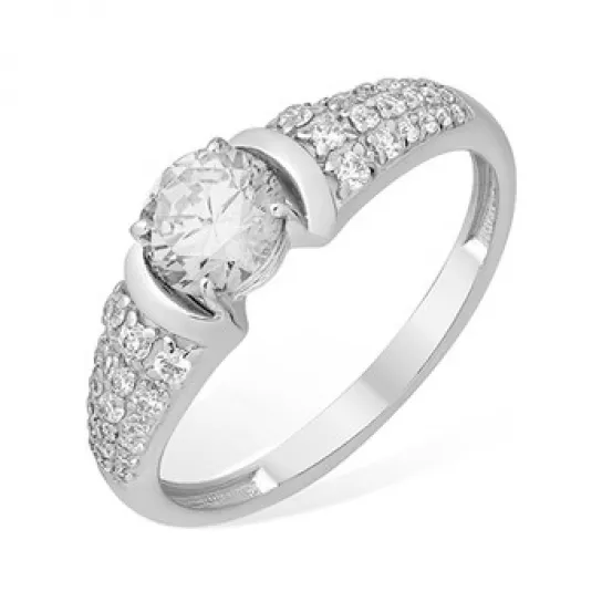 Кольцо с фианитом из серебра