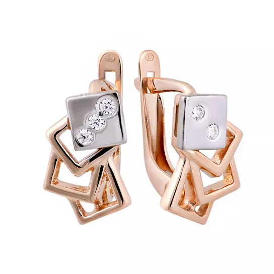 Серьги с фианитом из золота