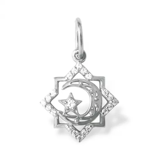 Подвеска мусульманская с фианитом из серебра