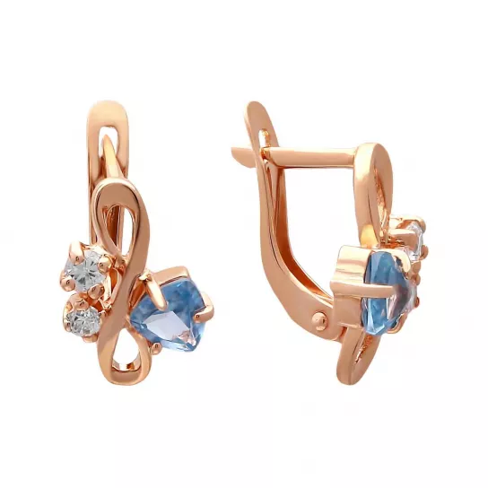 Серьги с топазом и фианитом из золота