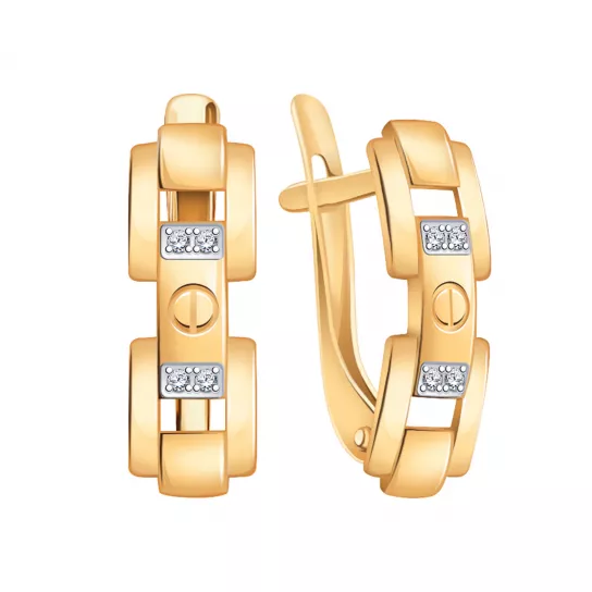 Серьги с фианитом из золота