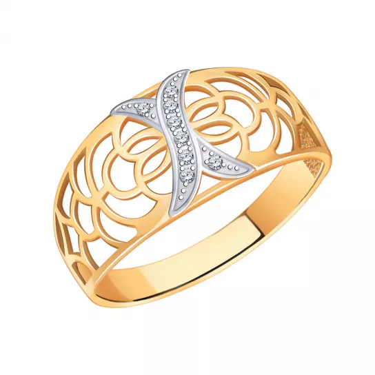 Кольцо с фианитом из золота