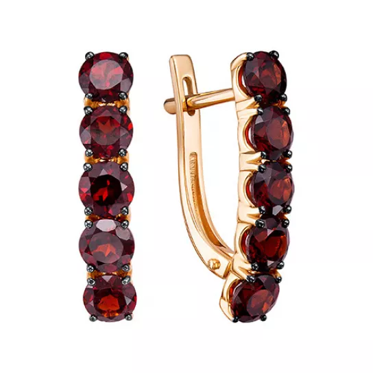 Серьги с гранатом из золота