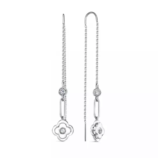 Серьги с фианитом из серебра