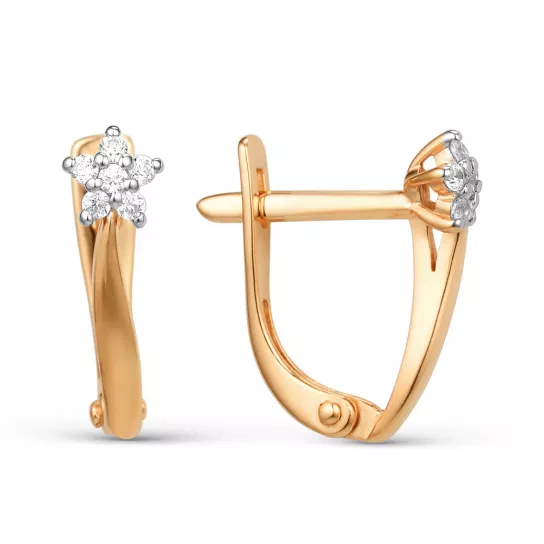 Серьги с фианитом из золота