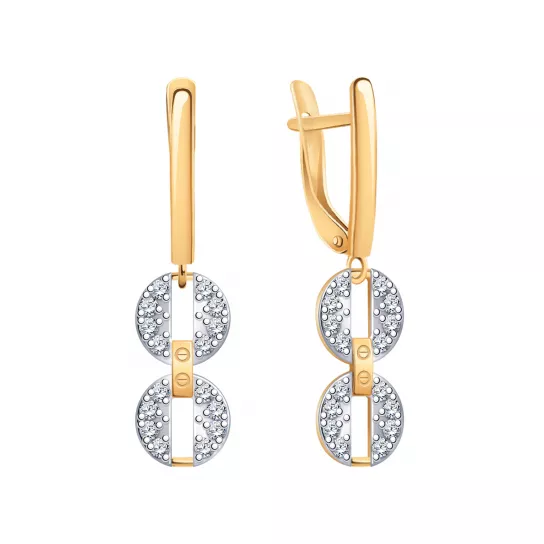 Серьги с фианитом из золота