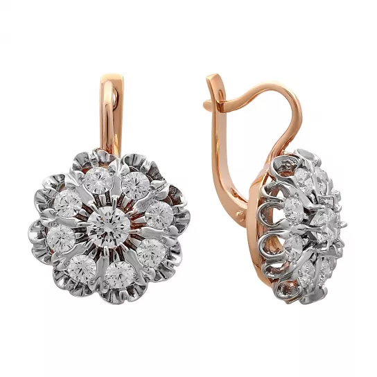 Серьги с фианитом из золота