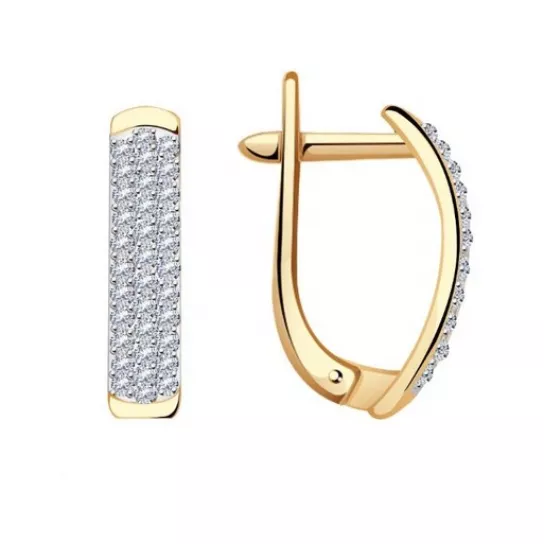 Серьги с фианитом из золота