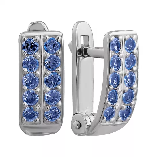 Серьги с фианитом из серебра