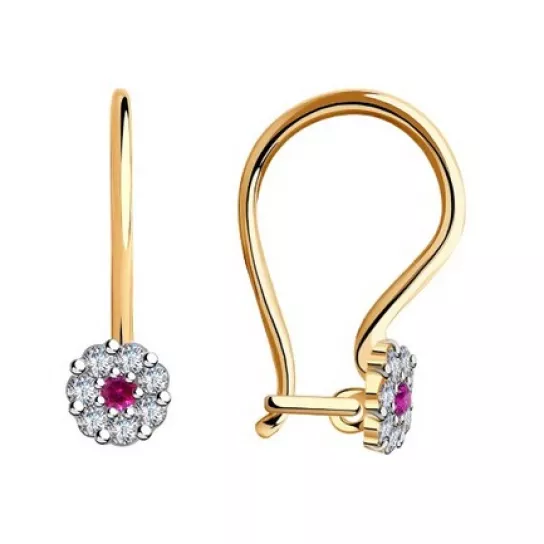 Серьги детские с фианитом из золота