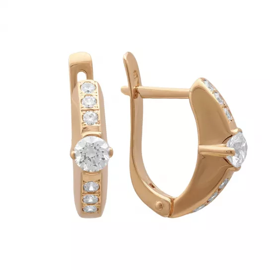 Серьги с фианитом из золота