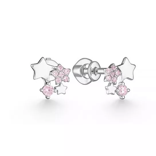 Серьги с фианитом из серебра