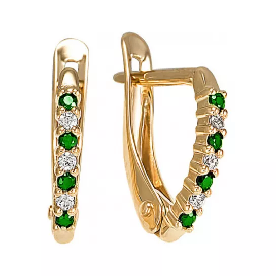 Серьги с фианитом из золота