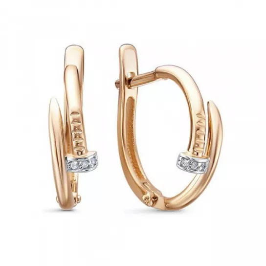 Серьги с фианитом из золота