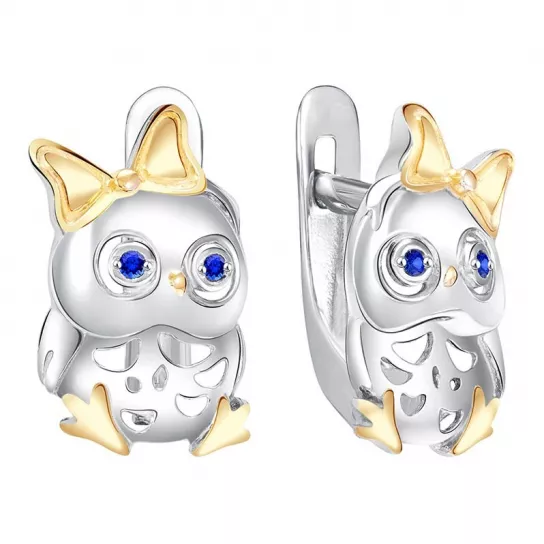 Серьги с фианитом из серебра