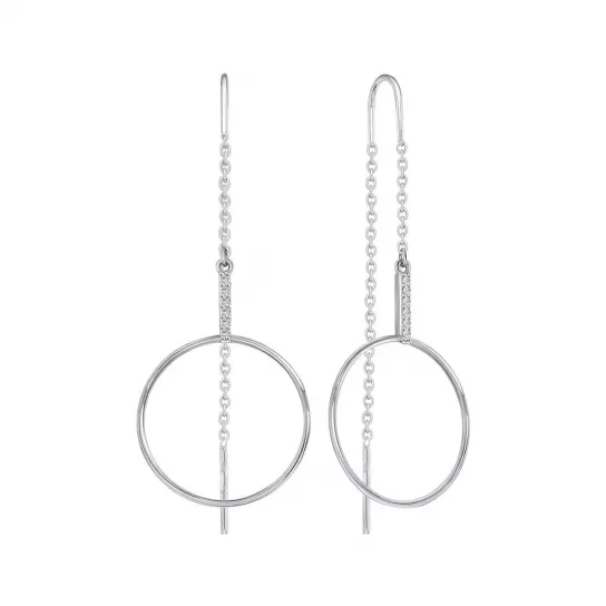 Серьги с фианитом из серебра