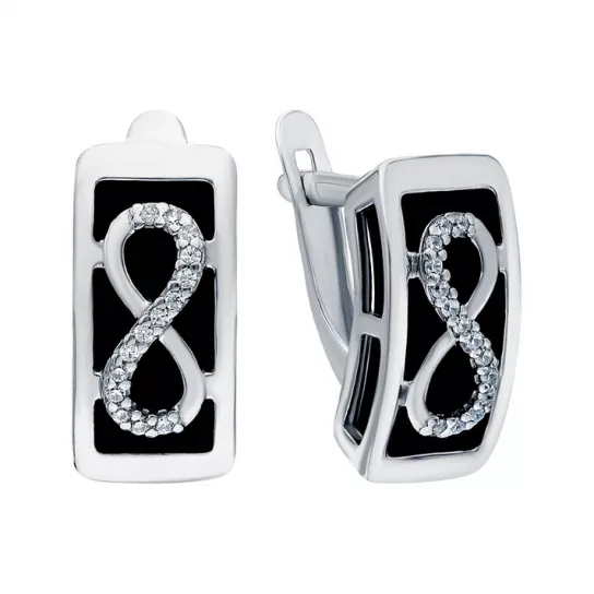 Серьги с фианитом из серебра