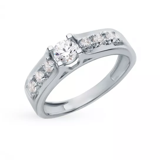 Кольцо с фианитом из серебра