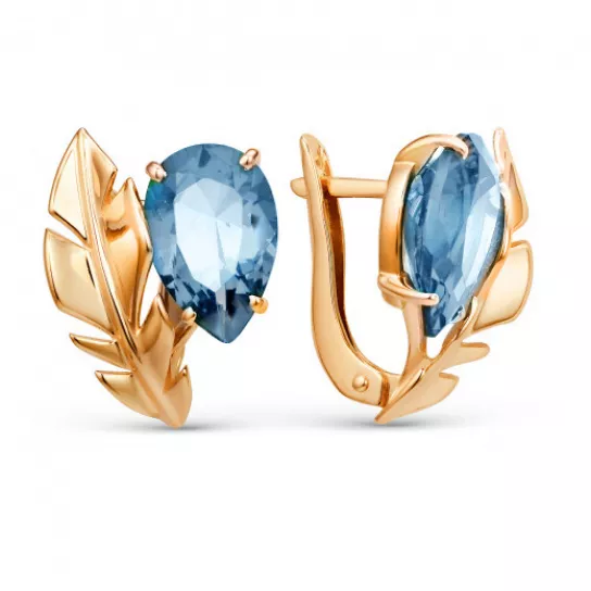 Серьги с топазом из золота