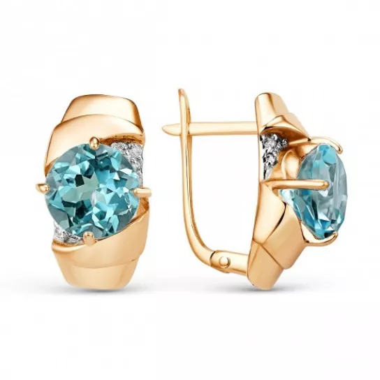 Серьги с топазом и фианитом из золота