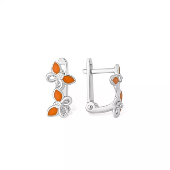 Серьги с фианитом из серебра