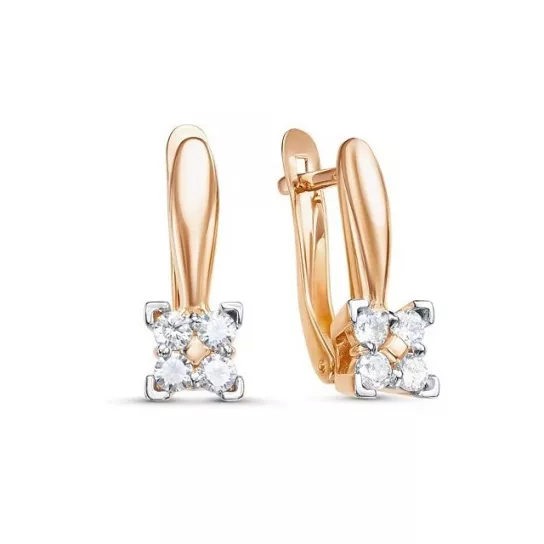 Серьги с фианитом из золота