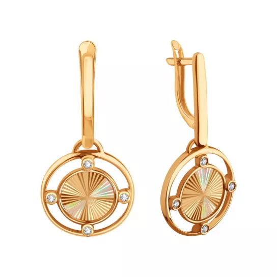 Серьги с фианитом из золота