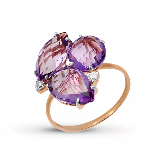 Кольцо с аметистом из золота