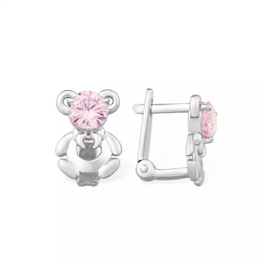 Серьги с фианитом из серебра