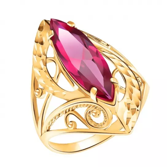 Кольцо с фианитом из золота