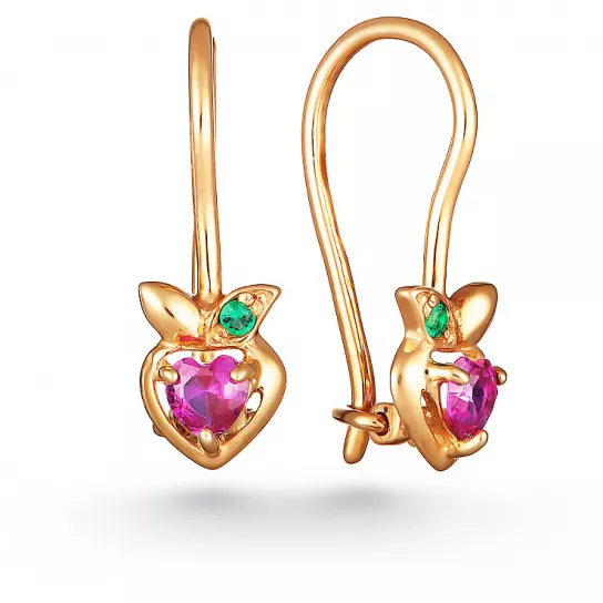 Серьги детские с фианитом из золота