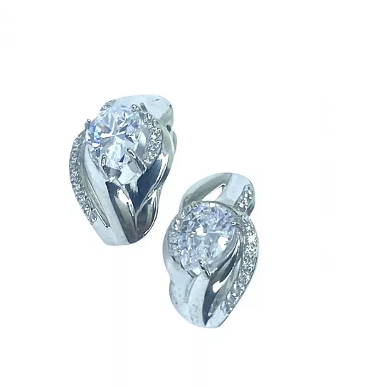 Серьги с фианитом из серебра