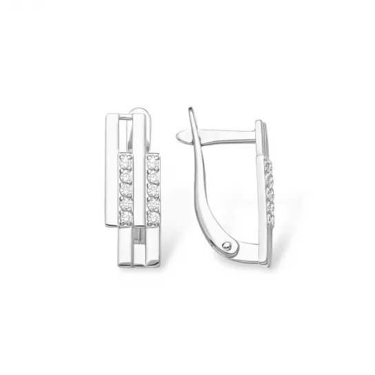 Серьги с фианитом из серебра