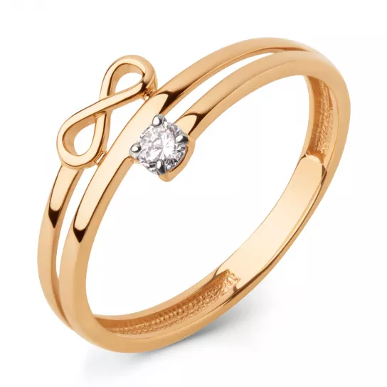 Кольцо с фианитом из золота