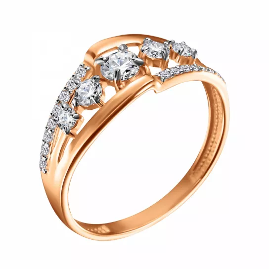 Кольцо с фианитом из золота