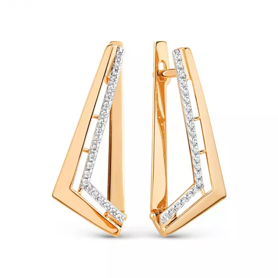 Серьги с фианитом из золота