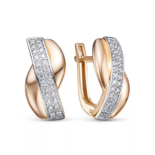 Серьги с фианитом из золота