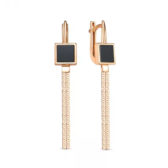 Серьги с ониксом из золота