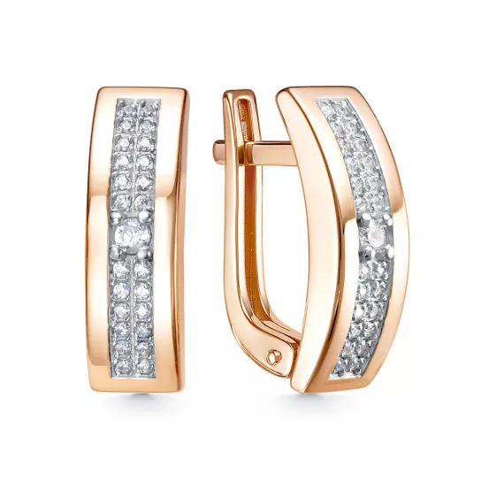 Серьги с фианитом из золота