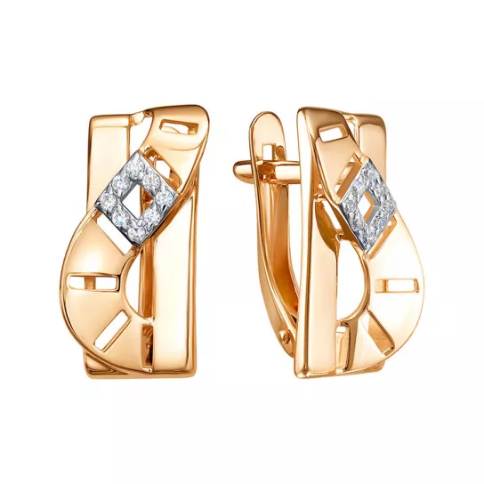 Серьги с фианитом из золота