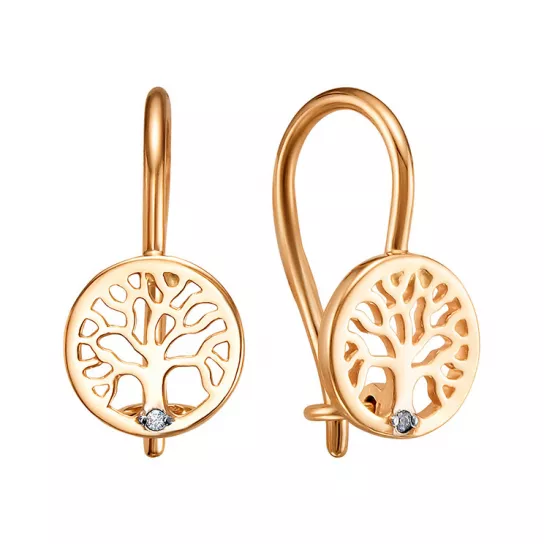 Серьги с фианитом из золота