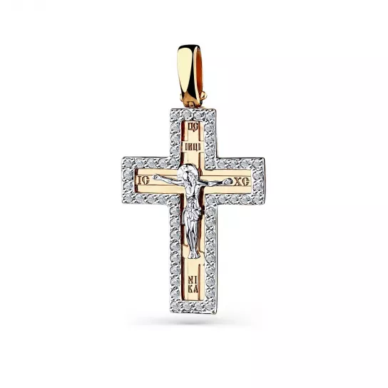 Крест с фианитом из золота