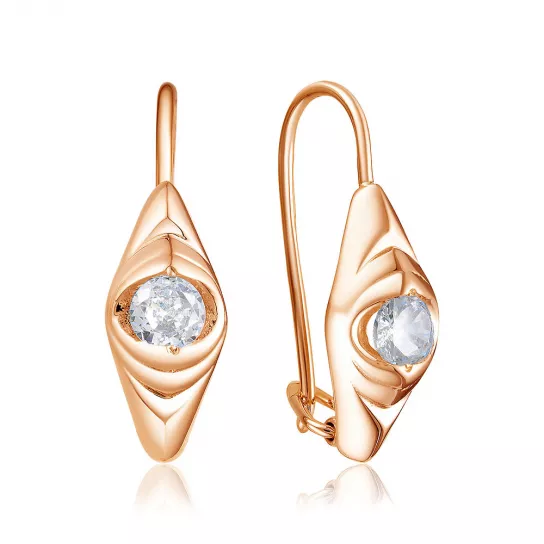 Серьги с фианитом из золота